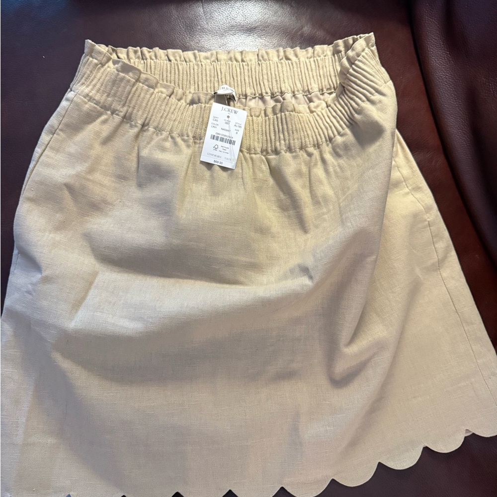 J. Crew Beige Scalloped Mini Skirt